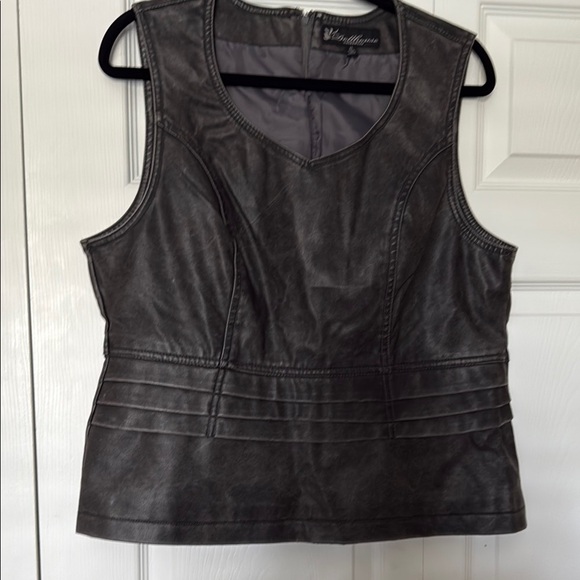 Dollhouse Tops - Dollhouse Gray Faux Leather Sleeveless Top